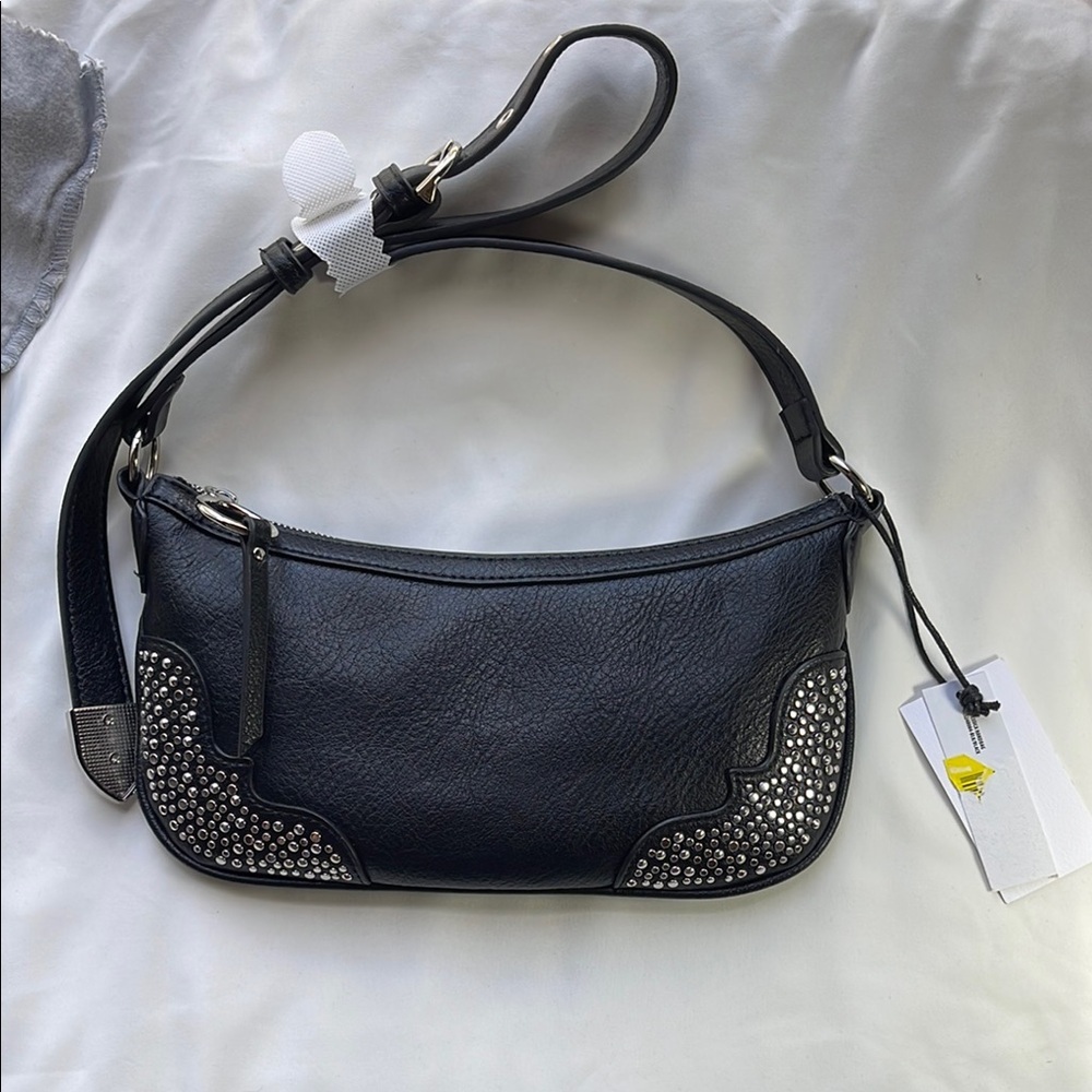Jessica Simpson Black Leather Shoulder Bag - Picture 5 of 7